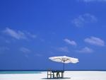 Table and Shade on a Maldives Beach 4:3
