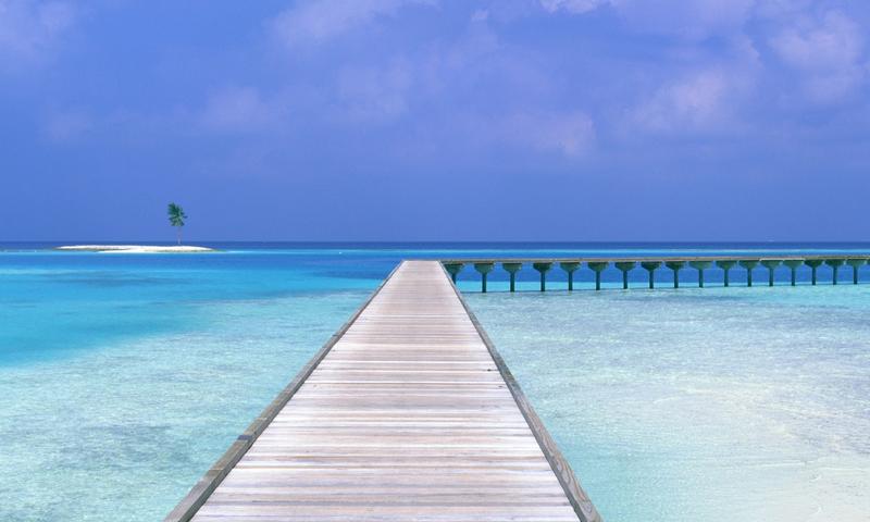 Long Pier at a Maldives Beach